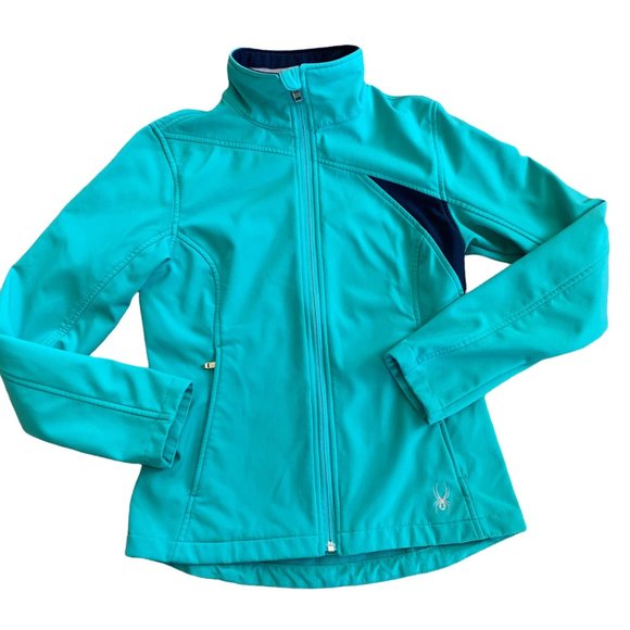 Spyder Mock Neck Teal Zip-Up Jacket - Picture 1 of 7